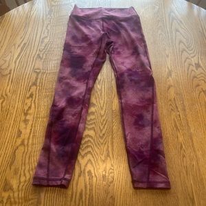 Fleo leggings red maroon 7/8 length sz S 25” inseam VGUC
